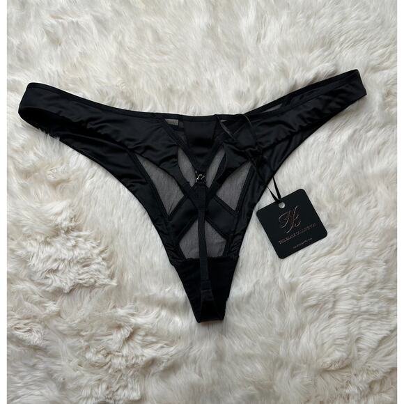 Honey Birdette VESNA🖤 Black Mesh Panel Thong Large - Picture 2 of 3